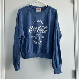 Wild Fox Orginal Coca Cola Blue Terry Cloth Crewneck Sweatshirt